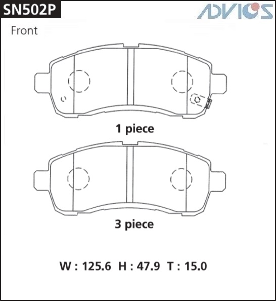 КОЛОДКИ ТОРМОЗНЫЕ ДИСКОВЫЕ ADVICS SN502P