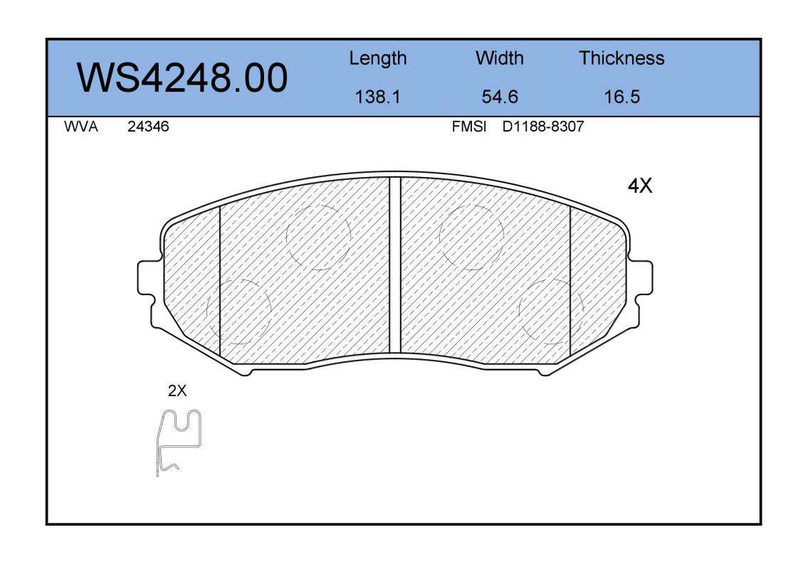 КОЛОДКИ ТОРМОЗНЫЕ ДИСКОВЫЕ JEENICE WS424800