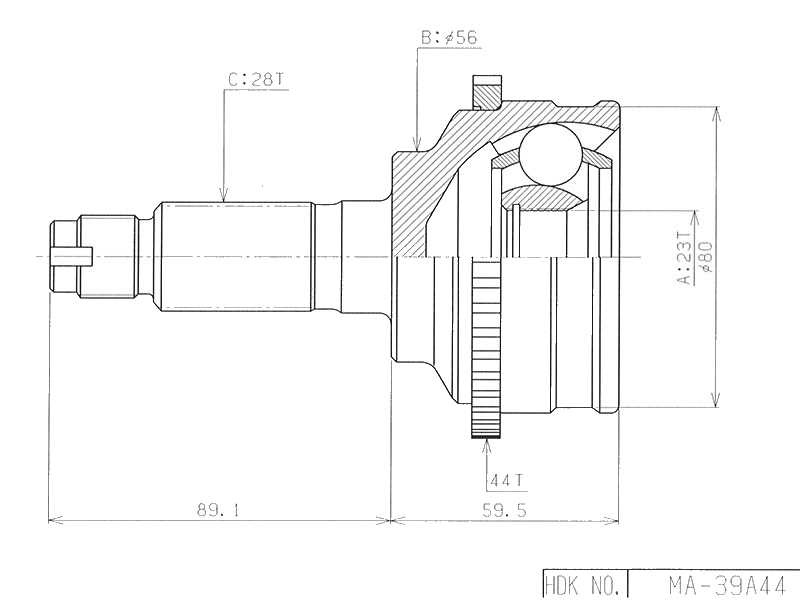 ШРУС ВНЕШНИЙ (НАРУЖНИЙ) HDK MA039A44