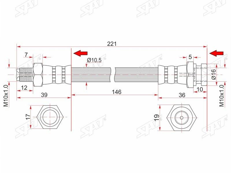 ШЛАНГ ТОРМОЗНОЙ SAT STMB238157