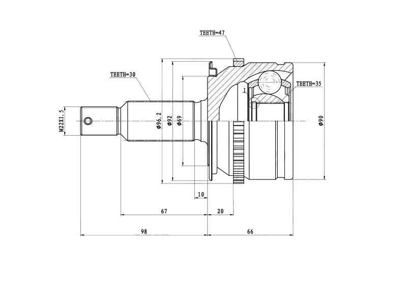 ШРУС ВНЕШНИЙ (НАРУЖНИЙ) HDK MIE057A