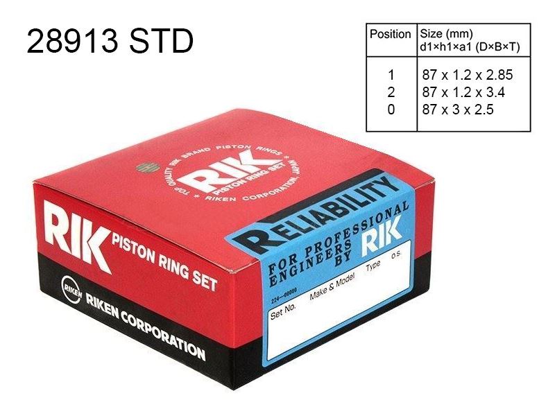 КОЛЬЦА ПОРШНЕВЫЕ RIKEN 28913STD