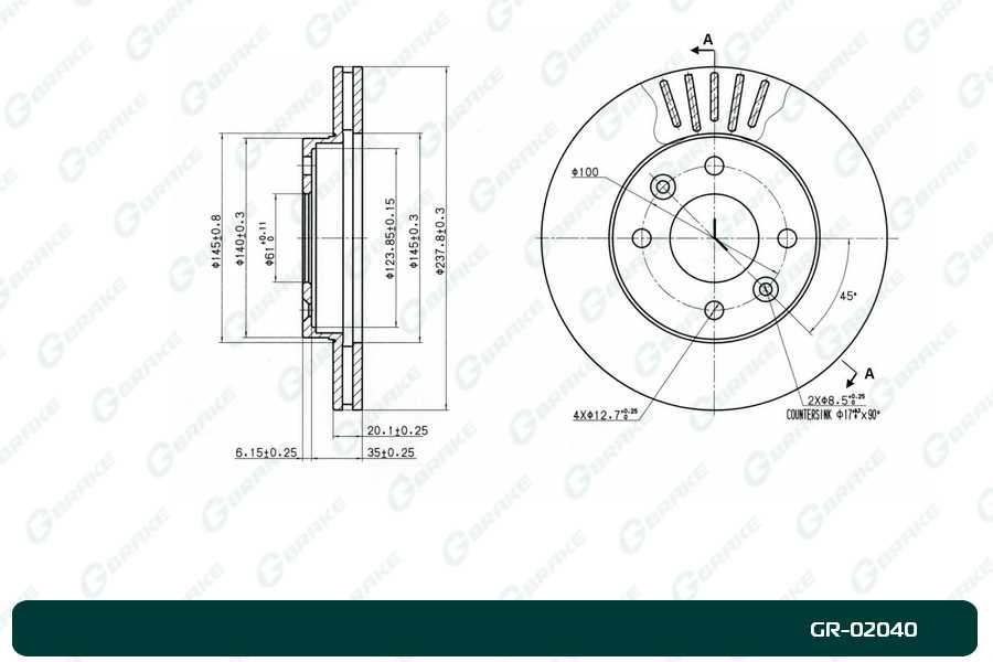 ДИСК ТОРМОЗНОЙ G-BRAKE GR02040