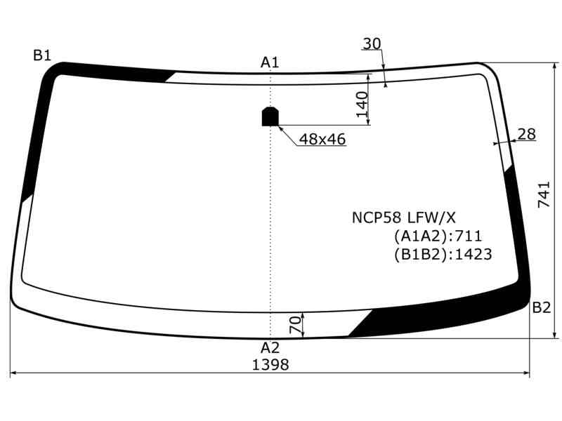 СТЕКЛО ЛОБОВОЕ XYG NCP58LFWX