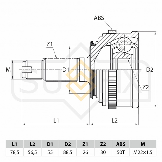 ШРУС ВНЕШНИЙ (НАРУЖНИЙ) SUFIX ST1023