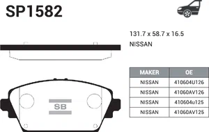 КОЛОДКИ ТОРМОЗНЫЕ ДИСКОВЫЕ SANGSIN BRAKE SP1582