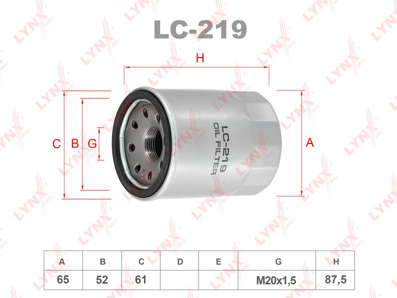 ФИЛЬТР МАСЛЯНЫЙ LYNXauto LC219