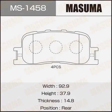 КОЛОДКИ ТОРМОЗНЫЕ ДИСКОВЫЕ MASUMA MS1458