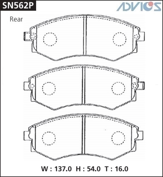 КОЛОДКИ ТОРМОЗНЫЕ ДИСКОВЫЕ ADVICS SN562P