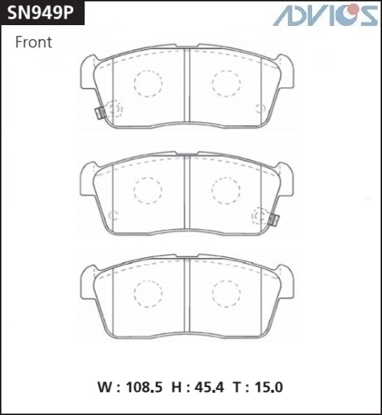 КОЛОДКИ ТОРМОЗНЫЕ ДИСКОВЫЕ ADVICS SN949P