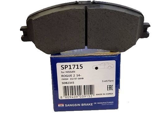 КОЛОДКИ ТОРМОЗНЫЕ ДИСКОВЫЕ SANGSIN BRAKE SP1715