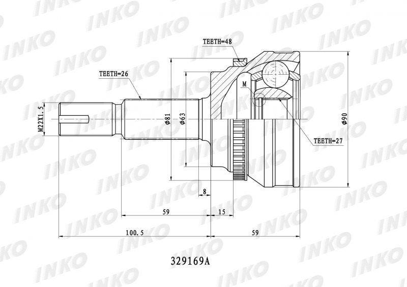 ШРУС ВНЕШНИЙ (НАРУЖНИЙ) INKO 329169A