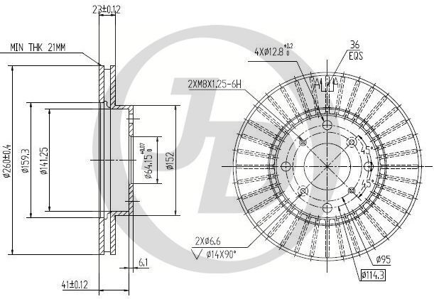 ДИСК ТОРМОЗНОЙ JD JBD0065