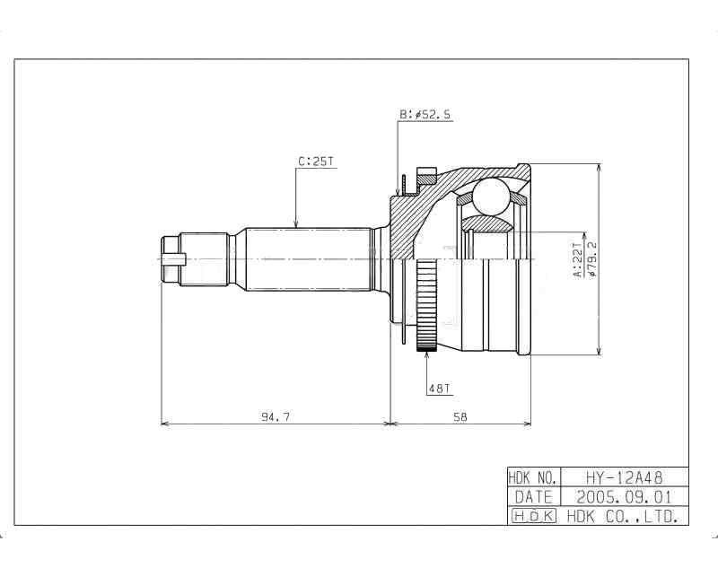 ШРУС ВНЕШНИЙ (НАРУЖНИЙ) HDK HYE012A