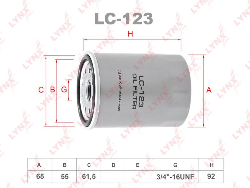 ФИЛЬТР МАСЛЯНЫЙ LYNXauto LC123