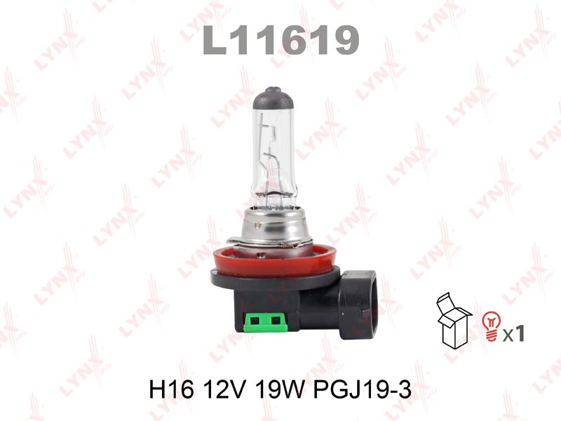 ЛАМПОЧКА LYNXauto L11619 H16 12V 19Вт. PGJ19-3
