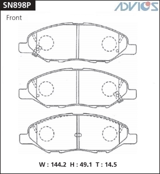 КОЛОДКИ ТОРМОЗНЫЕ ДИСКОВЫЕ ADVICS SN898P