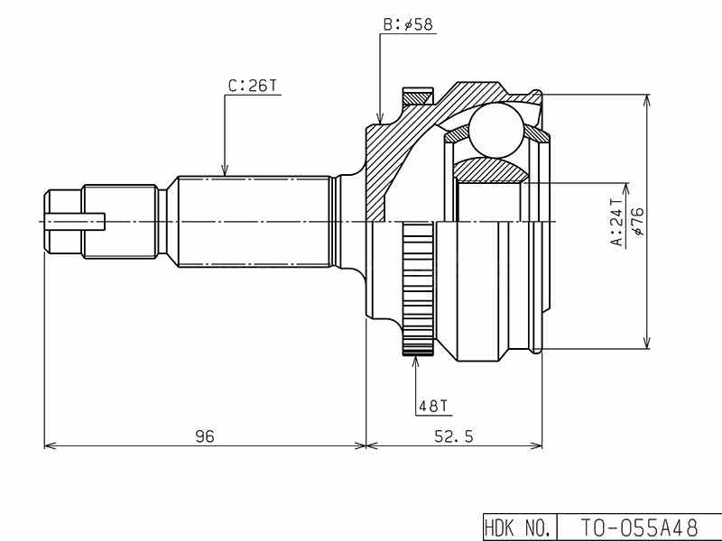 ШРУС ВНЕШНИЙ (НАРУЖНИЙ) HDK TO055A48
