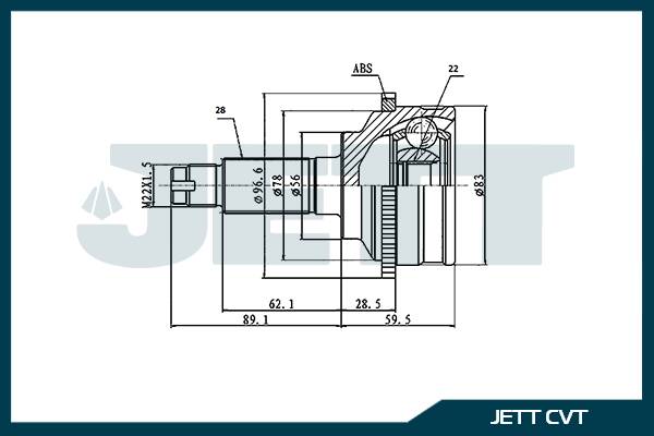 ШРУС ВНЕШНИЙ (НАРУЖНИЙ) JETT V414120ABS