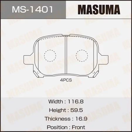 КОЛОДКИ ТОРМОЗНЫЕ ДИСКОВЫЕ MASUMA MS1401
