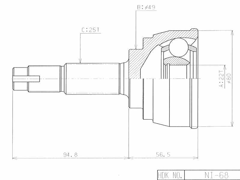ШРУС ВНЕШНИЙ (НАРУЖНИЙ) HDK NI068
