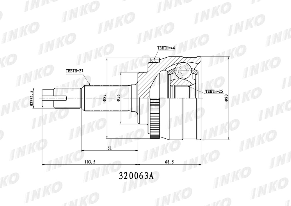ШРУС ВНЕШНИЙ (НАРУЖНИЙ) INKO 320063A