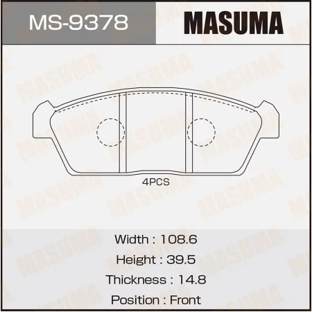 КОЛОДКИ ТОРМОЗНЫЕ ДИСКОВЫЕ MASUMA MS9378