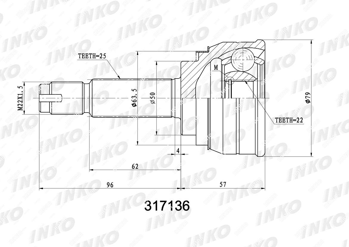 ШРУС ВНЕШНИЙ (НАРУЖНИЙ) INKO 317136