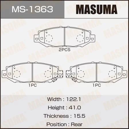 КОЛОДКИ ТОРМОЗНЫЕ ДИСКОВЫЕ MASUMA MS1363
