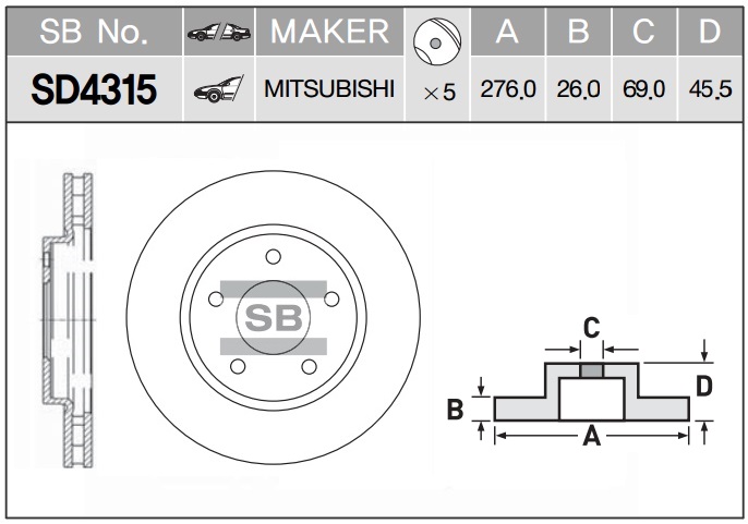 ДИСК ТОРМОЗНОЙ SANGSIN BRAKE SD4315