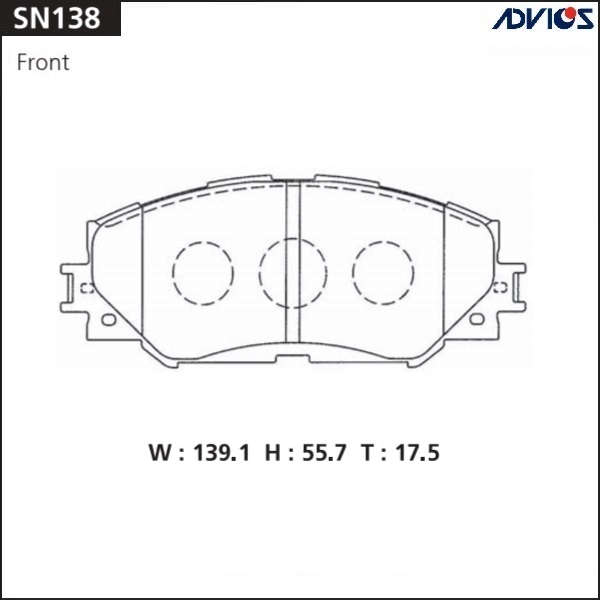 КОЛОДКИ ТОРМОЗНЫЕ ДИСКОВЫЕ ADVICS SN138