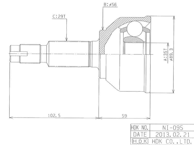 ШРУС ВНЕШНИЙ (НАРУЖНИЙ) HDK NI095