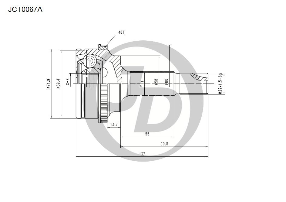 ШРУС ВНЕШНИЙ (НАРУЖНИЙ) JD JCT0067A