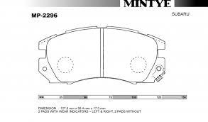 КОЛОДКИ ТОРМОЗНЫЕ ДИСКОВЫЕ MINTYE MP2296