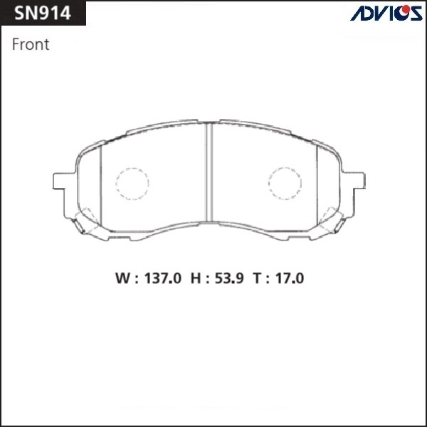 КОЛОДКИ ТОРМОЗНЫЕ ДИСКОВЫЕ ADVICS SN914