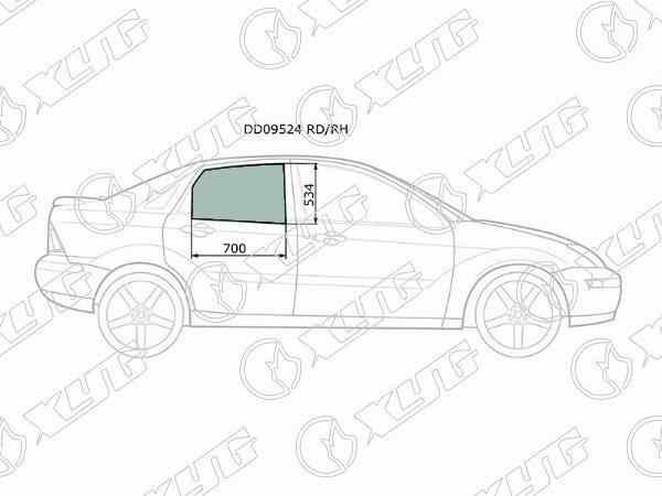 СТЕКЛО БОКОВОЕ ОПУСКНОЕ XYG DD09524RDRH