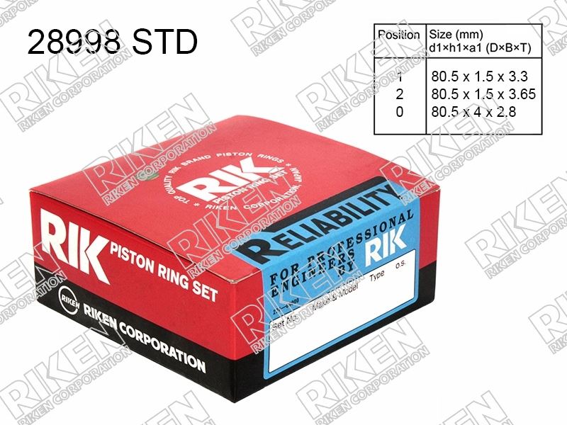 КОЛЬЦА ПОРШНЕВЫЕ RIKEN 28998STD