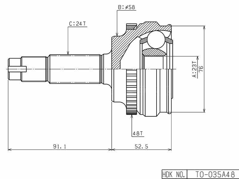 ШРУС ВНЕШНИЙ (НАРУЖНИЙ) HDK TO035A48