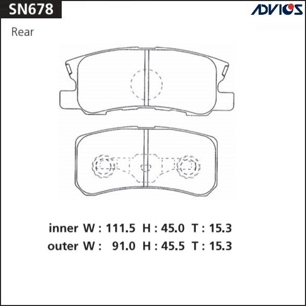 КОЛОДКИ ТОРМОЗНЫЕ ДИСКОВЫЕ ADVICS SN678