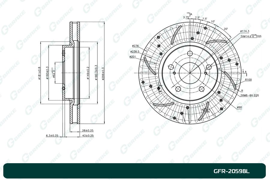 ДИСК ТОРМОЗНОЙ G-BRAKE GFR20598L