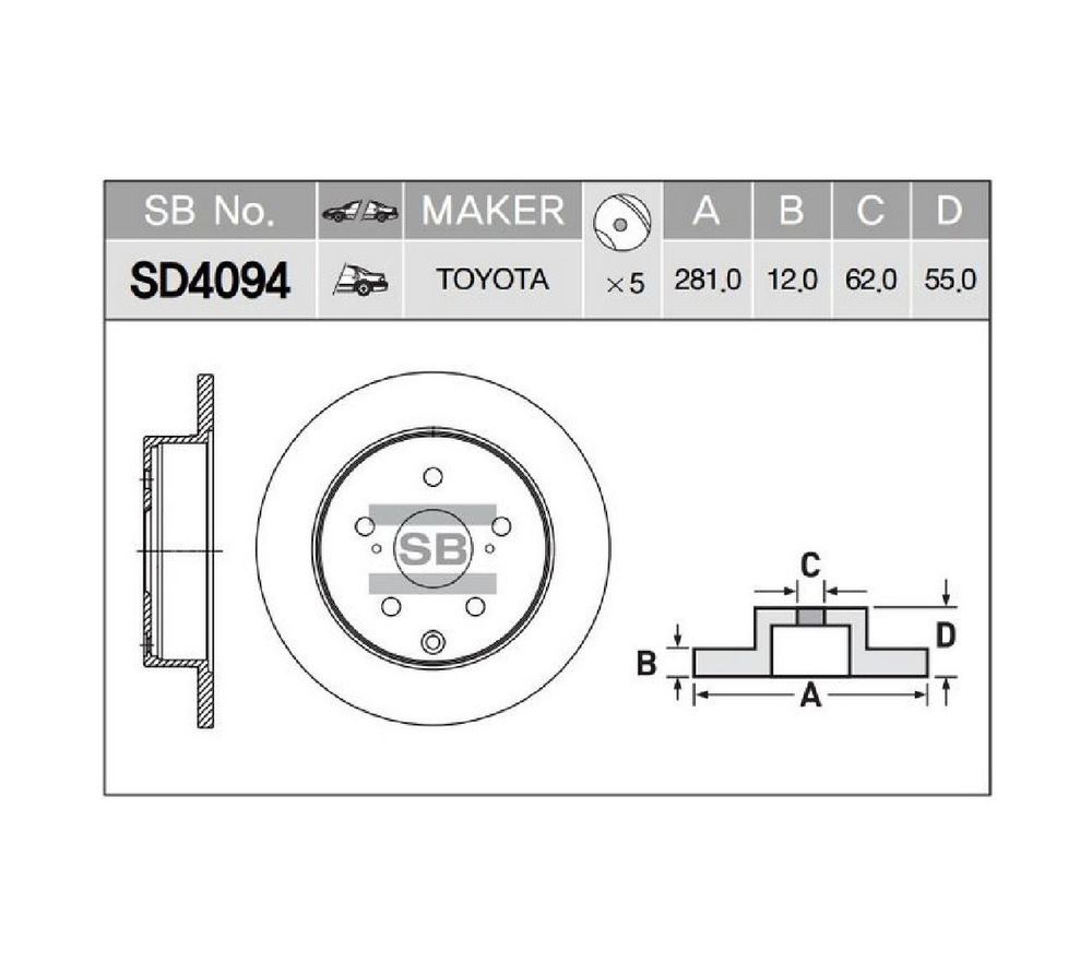 ДИСК ТОРМОЗНОЙ SANGSIN BRAKE SD4094