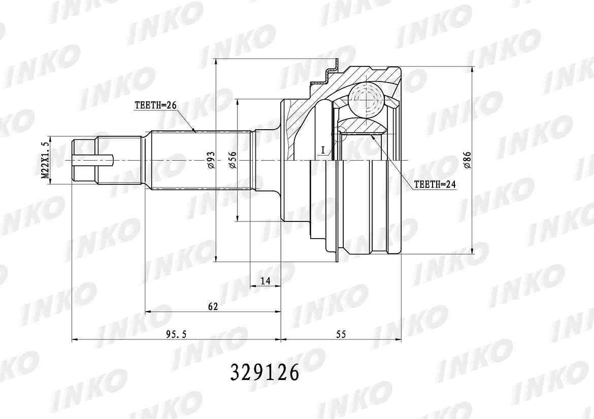 ШРУС ВНЕШНИЙ (НАРУЖНИЙ) INKO 329126