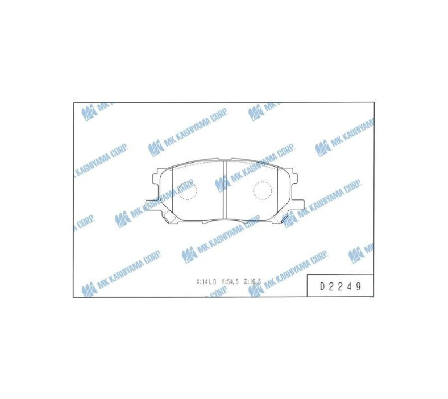 КОЛОДКИ ТОРМОЗНЫЕ ДИСКОВЫЕ KASHIYAMA D2249