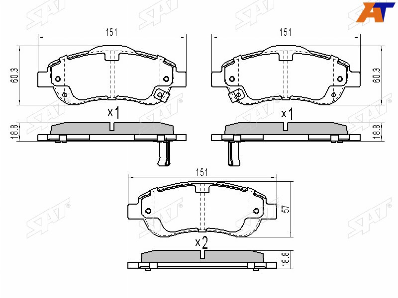 КОЛОДКИ ТОРМОЗНЫЕ ДИСКОВЫЕ SAT ST45022SWWG01