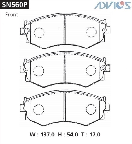 КОЛОДКИ ТОРМОЗНЫЕ ДИСКОВЫЕ ADVICS SN560P