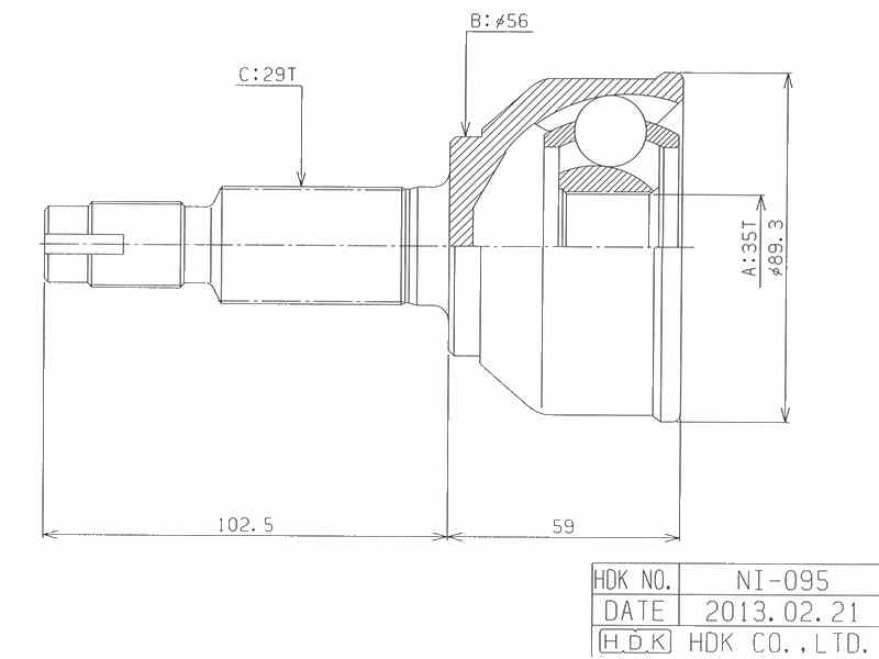 ШРУС ВНЕШНИЙ (НАРУЖНИЙ) HDK NIM095