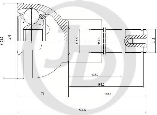 ШРУС ВНЕШНИЙ (НАРУЖНИЙ) JD JCT0050