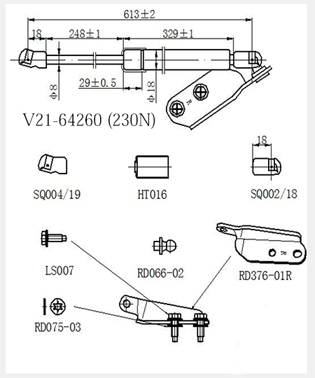 АМОРТИЗАТОР БАГАЖНИКА JETT V2164260
