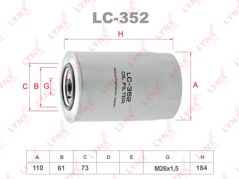 ФИЛЬТР МАСЛЯНЫЙ LYNXauto LC352