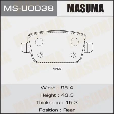 КОЛОДКИ ТОРМОЗНЫЕ ДИСКОВЫЕ MASUMA MSU0038